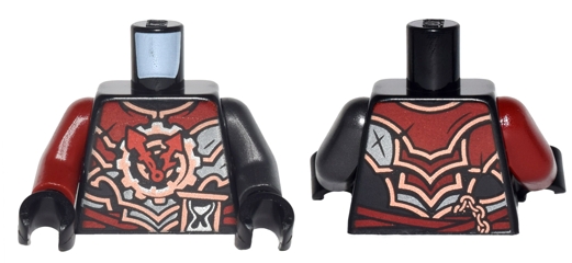 Torso Ninjago Black, Dark Red, Dark Silver, Silver and Copper Armor with Red Clock Hands and Hourglass Pattern / Pearl Dark Gray Arm Left / Dark Red Arm Right / Black Hands
I god stand.