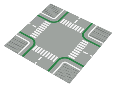 Baseplate, Road 32 x 32 7-Stud Crossroads with Road and Crosswalks Pattern
Fin plate.