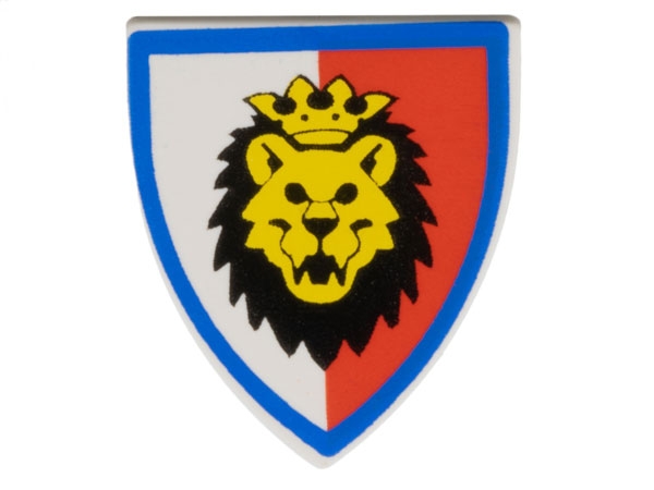 Minifigure, Shield Triangular Short with Lion Head, Red and White Background Pattern
I god stand.