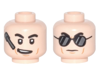 Minifigure, Head Dual Sided Black Eyebrows, Cheek Lines, Headset and Crooked Smile / Black Sunglasses with Reflections Pattern
I god stand. (SH0369)