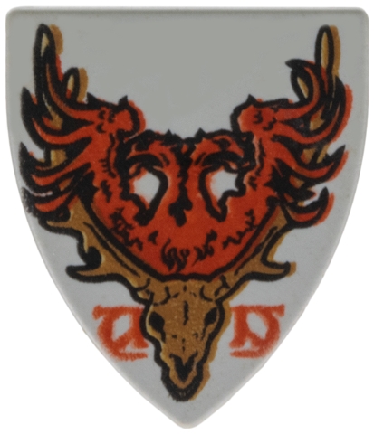 Minifigure, Shield Triangular Short with Durmstrang Stag Coat of Arms Pattern
I god stand.