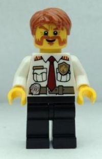 Fire Chief - White Shirt with Tie and Belt, Black Legs, Dark Orange Short Tousled Hair
Komplett i god stand.