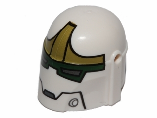 Minifigure, Headgear Helmet with Holes, SW Bounty Hunter with Jaw and Dark Green and Olive Green Pattern
I god stand.