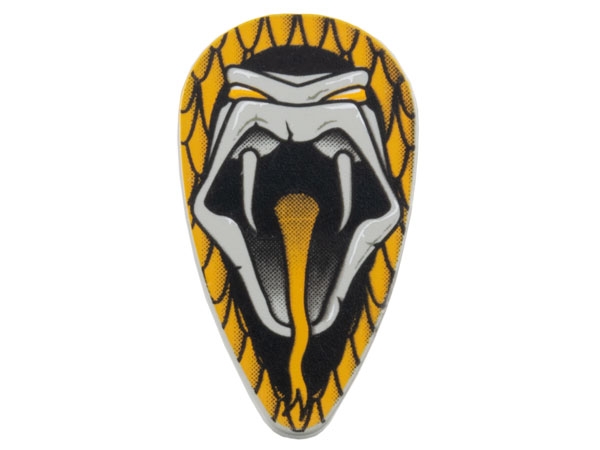 Minifigure, Shield Oval with HP Open Mouth Snake Head with Bright Light Orange Eyes and Tongue Pattern
I god stand.