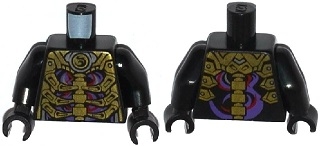 Torso Ninjago Skeleton Ribs Gold over Red and Dark Purple Swirls Pattern / Black Arms / Black Hands
I god stand.