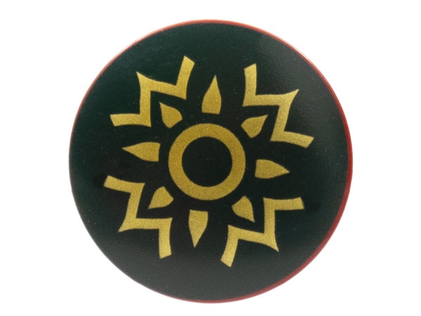 Minifigure, Shield Circular Convex Face with Dark Green and Gold Rohan Pattern
I god stand.