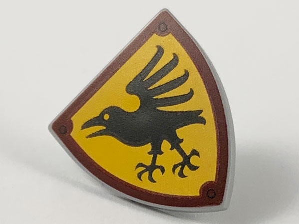 Minifigure, Shield Triangular Short with Black Crow / Raven on Bright Light Orange Background and Dark Red Border Pattern
I god stand.
