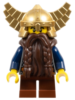 Fantasy Era - Dwarf, Dark Brown Beard, Metallic Gold Helmet with Wings, Dark Blue Arms, Dual Sided Head
Komplett i god stand.