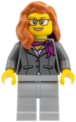 Scientist - Female, Dark Bluish Gray Jacket with Magenta Scarf, Dark Orange Female Hair over Shoulder, Glasses
Komplett i god stand