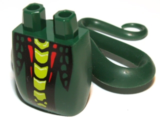 Lower Body, Serpent with Molded Flexible Rubber (Same Color) Tail and Printed Lime and Red Scales Pattern
I god stand.