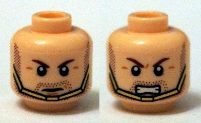 Minifigure, Head Dual Sided Brown Eyebrows, Stubble Beard, Gold Chin Strap, Serious / Bared Teeth Pattern (Hawkman)
I god stand.