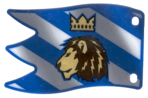 Plastic Part for Sets 8781 and 8801 - Horizontal Flag with Lion and Crown on Diagonal Blue and White Stripes Pattern
I god stand.