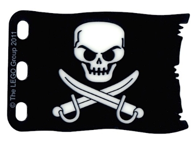 Plastic Flag 8 x 5 with White Skull and Crossed Cutlasses Pattern (The Black Pearl - 4184)
