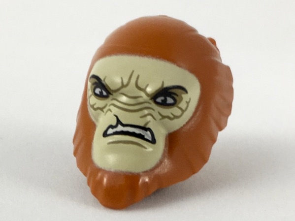 Minifigure, Head, Modified Hylobon with Tan Face and Open Mouth Frown Pattern
I god stand.