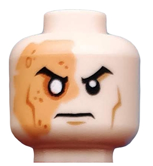 Minifigure, Head Male Right Eye Scarred Area and No Pupil, Determined Pattern (Shredder)
I god stand.