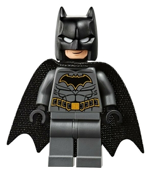 Batman - Dark Bluish Gray Suit with Gold Outline Belt and Crest, Mask and Cape (Type 3 Cowl, Teardrop Neck Cut Spongy Cape)
Komplett i god stand.
