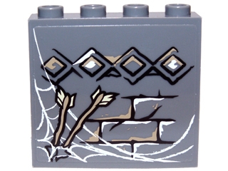 Panel 1 x 4 x 3 with Side Supports - Hollow Studs with Diamond Bricks, Cobweb and Arrows Pattern (Sticker) - Set 9473
I god stand.