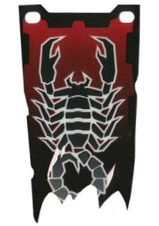 Plastic Part for Sets 8802, 8874, 8876 and 8877 - Black and Dark Red Flag with Short Tatters with Scorpion Pattern
I god stand.