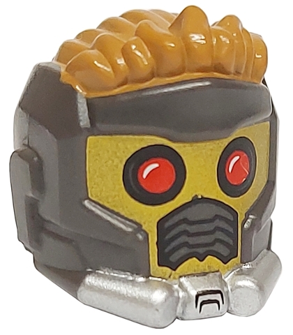 Minifigure, Headgear Helmet Space Wraparound with Medium Nougat Hair on Top, Breathing Vents and Red Eye Holes Pattern (Star-Lord)
I god stand.