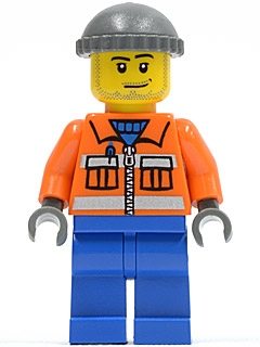 Construction Worker - Orange Zipper, Safety Stripes, Orange Arms, Blue Legs, Dark Bluish Gray Knit Cap
Komplett i god stand.