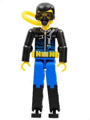 Technic Figure Blue Legs, Black Top with Zippered Wetsuit for Diver Pattern - Air Tank, Hose, and Mask
Komplett i god stand.