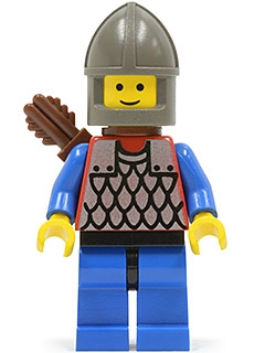 Scale Mail - Red with Blue Arms, Blue Legs with Black Hips, Dark Gray Chin-Guard, Quiver
Komplett i god stand.
