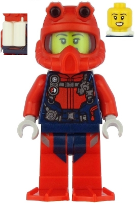 Scuba Diver - Female, Open Mouth, Red Helmet, White Air Tanks, Red Flippers
Komplett i god stand.