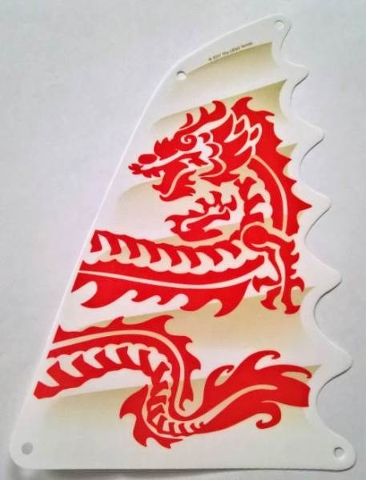 Cloth Sail Triangular 18 x 27 Tapered Top and Wavy Edge with Red Dragon Head, Forelegs and Tail Pattern
I god stand.