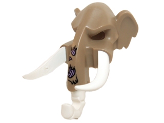 Minifigure, Headgear Mask Mammoth with White Rubber Tusks and Trunk with Medium Lavender Sinew Patches on Trunk Pattern
I god stand.