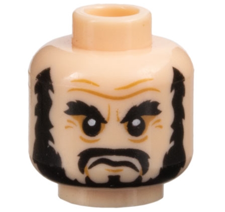 Minifigure, Head PotC Black Bushy Eyebrows, Beard, and Moustache, Medium Nougat Furrowed Brow and Wrinkles, Frown Pattern
I god stand.