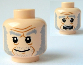 Minifigure, Head Dual Sided Light Bluish Gray Bushy Eyebrows, Mutton Chops and Stubble, Upper Eyelids, Medium Nougat Jowl Lines, Chin Dimple and Wrinkles, Furrowed Brow, Grin / Scared Open Mouth with Top Teeth Pattern
I god stand.
