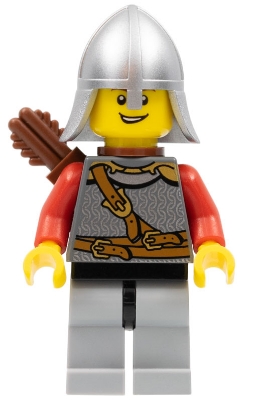 Kingdoms - Lion Knight Scale Mail with Chest Strap and Belt, Helmet with Neck Protector, Quiver, Open Grin
Komplett i god stand.