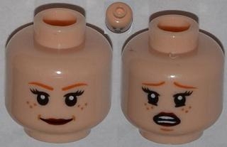 Minifigure, Head Dual Sided Female Dark Orange Eyebrows, Freckles, Eyelashes, Dark Red Lips, Smile / Scared Pattern
I god stand.