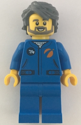 Astronaut - Male, Blue Jumpsuit, Dark Bluish Gray Hair and Full Angular Beard, Open Mouth Smile
Komplett i god stand.