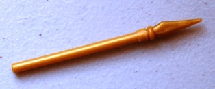 Minifigure, Weapon Pike / Spear Elaborate with Molded Flexible Rubber Pearl Gold Tip Pattern
I god stand.