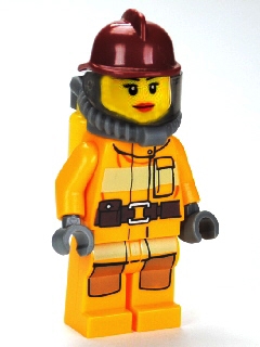 Fire - Bright Light Orange Fire Suit with Utility Belt, Dark Red Fire Helmet, Yellow Air Tanks, Red Lips
Komplett i god stand.