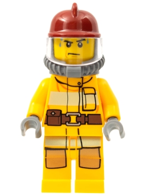 Fire - Bright Light Orange Fire Suit with Utility Belt, Dark Red Fire Helmet, Yellow Air Tanks, Sweat Drops
Komplett i god stand.