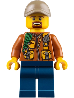 City Jungle Explorer - Dark Orange Jacket with Pouches, Dark Blue Legs, Dark Tan Cap with Hole, Brown Moustache and Goatee
Komplett i god stand.