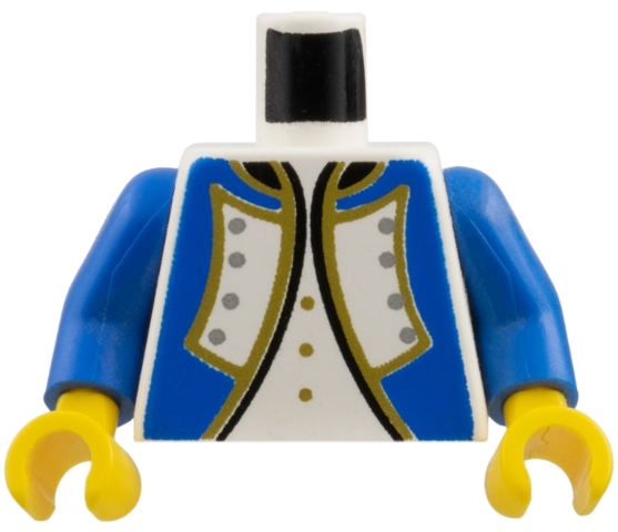 Torso Imperial Governor / Admiral Blue Uniform Jacket with Black and Gold Trim and Silver Buttons over Shirt with Buttons Pattern / Blue Arms / Yellow Hands
I god stand.