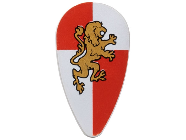 Minifigure, Shield Ovoid with Gold Lion on Red and White Quarters Background Pattern
Komplett i god stand.