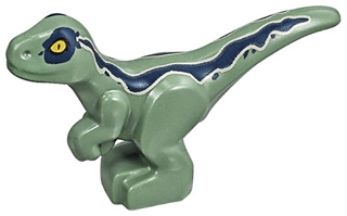 Dinosaur Baby Standing with Dark Blue Stripes and Yellow Eyes Pattern
Komplett i god stand.