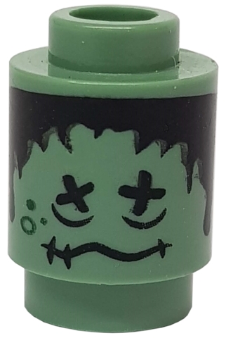 Brick, Round 1 x 1 with Black Hair, X Eyes and Wavy Mouth with Stitches Pattern (HP Shrunken Head)
I god stand.