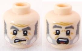 Minifigure, Head Dual Sided PotC Gibbs Gray Beard and Eyebrows, Crow's Feet, Angry / Scared Pattern
Små bruksmerker ned mot torso.