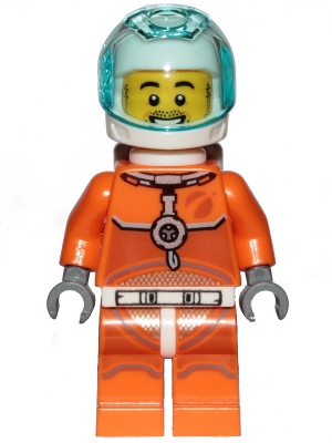 Astronaut - Male, Orange Spacesuit with Dark Bluish Gray Lines, Trans-Light Blue Visor, Stubble
Komplett i god stand.