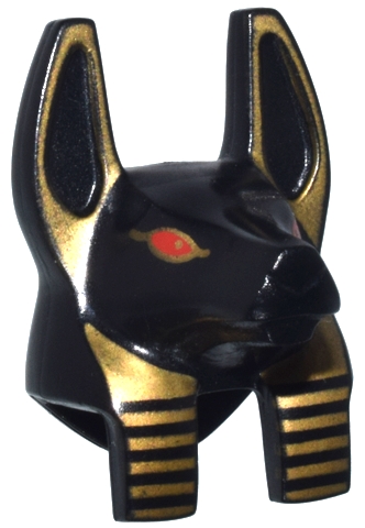 Minifigure, Head, Modified Anubis Guard Head with Gold Markings and Red Eyes Pattern
I god stand.