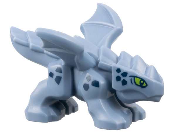 Dragon, Baby with 4 Feet and Open Wings with Lime Eyes and Dark Blue Scales Pattern (Riyu)
I god stand.