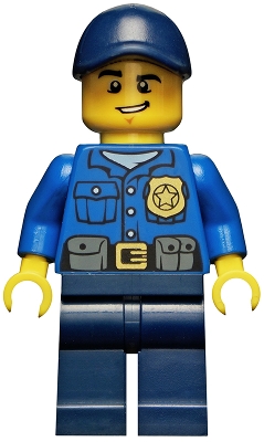 Police - City Officer, Gold Badge, Dark Blue Cap with Hole, Lopsided Grin
Komplett i god stand.