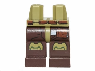 Hips and Dark Brown Legs with Olive Green Knee Pads and Reddish Brown Bag Pattern
I god stand.