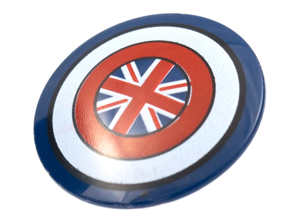 Minifigure, Shield Circular / Round Convex Face with Red and White Rings and British Union Jack Flag Pattern
I god stand.